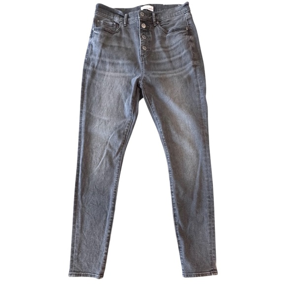 LOFT Size 28/6 Silver Gray Wash Button Fly Slim Pockets Skinny Jeans NWOT - Picture 2 of 6